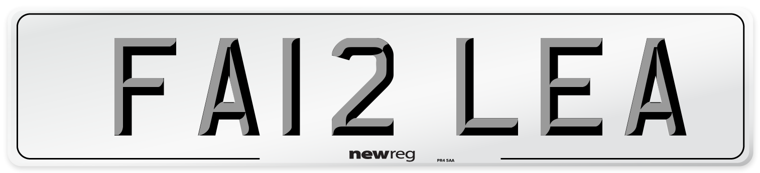 FA12 LEA Number Plate from New Reg